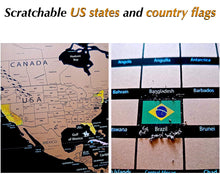 Load image into Gallery viewer, Large World Travel Scratch Off Map With US States Country Flags +MORE 33&quot; x 24&quot;