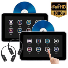 Load image into Gallery viewer, (Pair) 10.1&quot; Headrest DVD Player with Touch Screen 1080P USB SD + FREE HEADPHONES