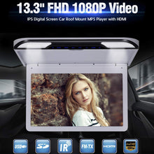 Load image into Gallery viewer, 13.3 inch Car Flip Down Monitor HD TFT LCD Screen USB SD HDMI MP5 (Grey)