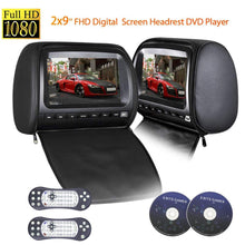 Load image into Gallery viewer, PAIR - 9 inch (Touch Screen) Car Headrest DVD Players with 1080P FM IR Transmitter Games (Black)