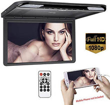 Load image into Gallery viewer, 15.6 inch Thin 1080P Roof Mount Flip Down Monitor USB/SD HDMI FM&amp;IR MP5 (Black)