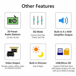 GA2176 Android 9.0 7" Multimedia Double 2 Din Car Radio Stereo GPS Nav DAB+ OBD2