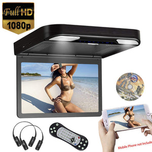 13.3 inch Car Flip Down DVD Player Monitor HD TFT LCD Screen USB SD HDMI (Black)