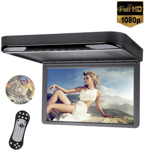 15.6inch 1080P Car Video Roof Mount Overhead DVD Player Flip Down Monitor USB SD HDMI (Black)