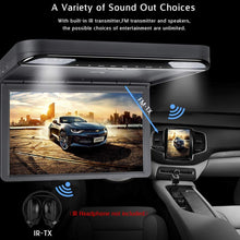 Load image into Gallery viewer, 15.6inch 1080P Car Video Roof Mount Overhead DVD Player Flip Down Monitor USB SD HDMI (Black)