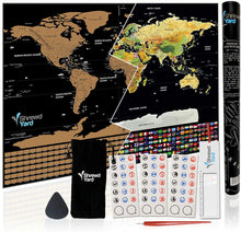 Load image into Gallery viewer, Large World Travel Scratch Off Map With US States Country Flags +MORE 33&quot; x 24&quot;