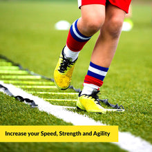 Load image into Gallery viewer, Agility Ladder Bundle 6 Sports Cones, Free Speed Chute, Agility Drills eBook and Carry Case Yellow