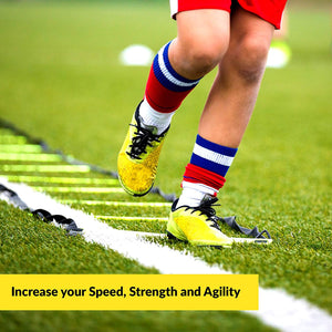 Agility Ladder Bundle 6 Sports Cones, Free Speed Chute, Agility Drills eBook and Carry Case Yellow