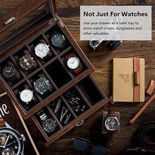 Load image into Gallery viewer, Leather Watch Box Case - Luxury Display Cases for Large Mens Wrist Watches | Dresser Organizer with Jewelry, Sunglasses &amp; Watch Band Storage