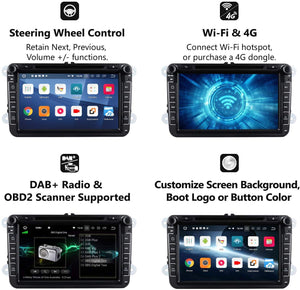 EONON GA9253B Android 8.1 32G ROM QuadCore 8" Android Car stereo for Volkswagen SEAT SKODA