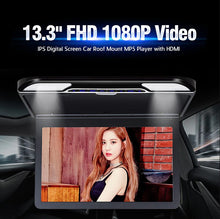 Load image into Gallery viewer, 13.3 inch Car Flip Down Monitor HD TFT LCD Screen USB SD HDMI MP5 (Black)